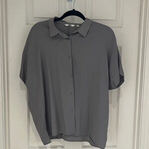 Gray Women's Button-Up Blouse